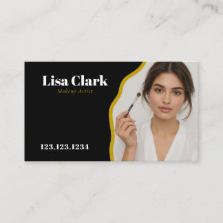 Elegant Black and Gold Makeup Artist Beauty  Business Card