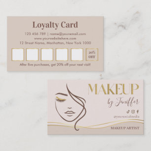 Elegant black and gold makeup artist Loyalty Card