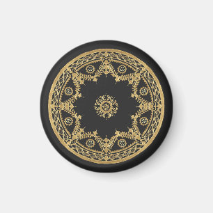 Elegant black and gold mandala magnet