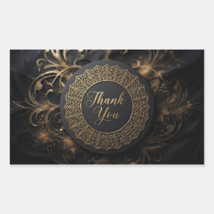 Elegant Black and Gold Mandala Thank You Sticker