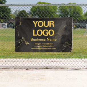Elegant Black and Gold Marble Business Slogan Banner