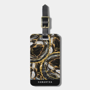 Elegant Black And Gold Marble Pattern Luggage Tag