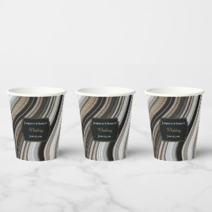 Elegant Black and Gold Marble Wedding Paper Cups