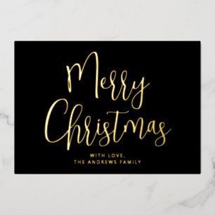 Elegant Black and Gold Merry Christmas Gold Foil Holiday Card