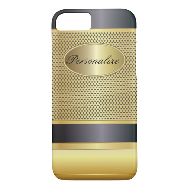 Elegant Black and Gold Metal Design Case-Mate iPhone Case (Back)