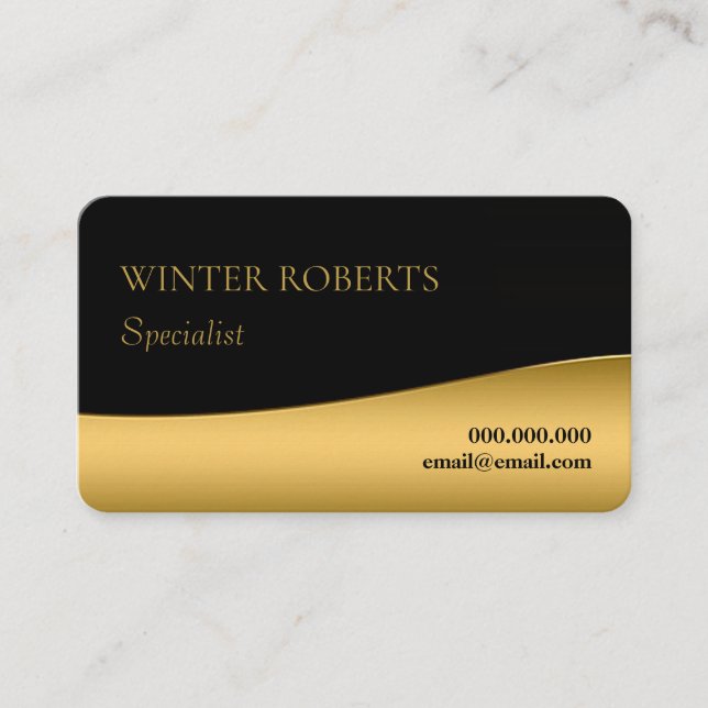 Elegant black and gold minimalist business card (Front)