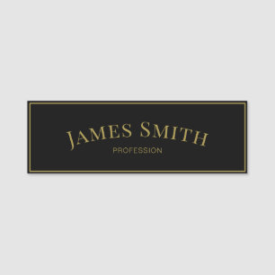 Elegant Black And Gold: Minimalist Professional Name Tag