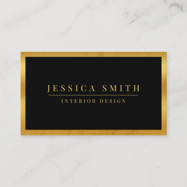 Elegant Black and Gold Modern Professional Business Card (Front)