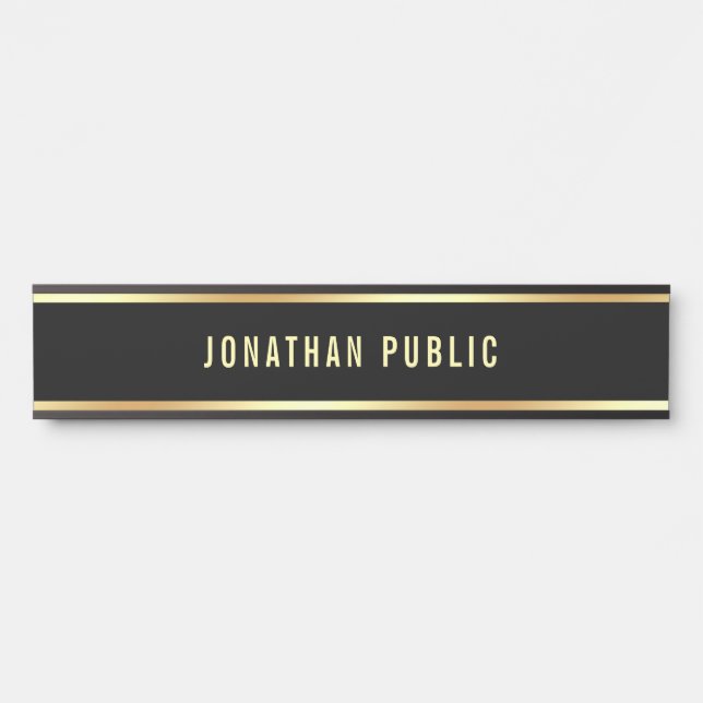 Elegant Black And Gold Modern Simple Template Door Sign (Front)