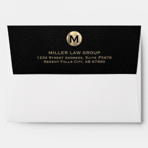 Elegant Black and Gold Monogram Address Envelope