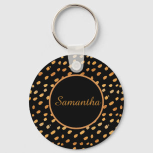 Elegant Black and Gold Monogram Keychain