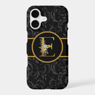 Elegant Black and Gold Monogram Letter "E"