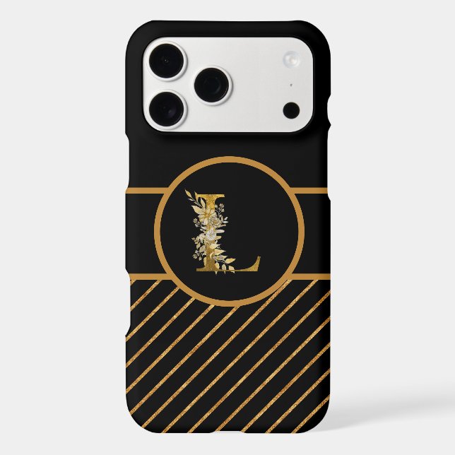 Elegant Black and Gold Monogram Letter "L" (Back)