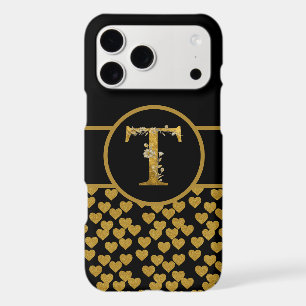 Elegant Black and Gold Monogram Letter "T"