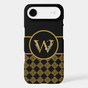 Elegant Black and Gold Monogram Letter "W"