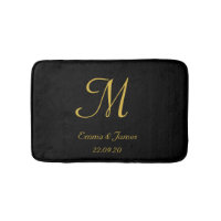 Elegant Black and Gold Monogram Name Newlyweds