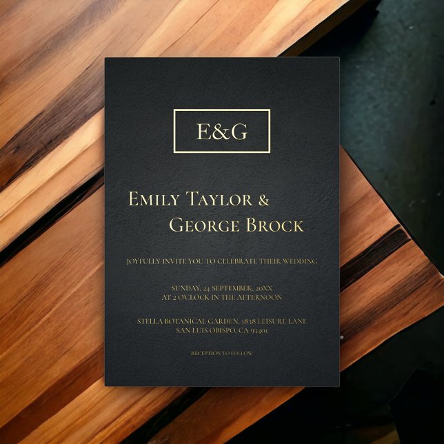 Elegant Black And Gold Monogram Rustic Wedding (Creator Uploaded)
