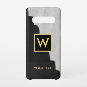 Elegant Black and Gold Monogram Text Samsung Galaxy Case