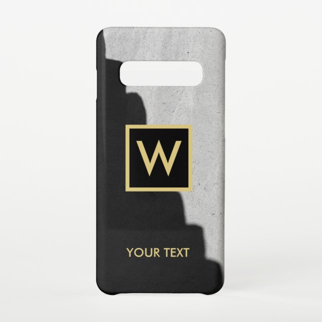 Elegant Black and Gold Monogram Text Samsung Galaxy Case (Back)