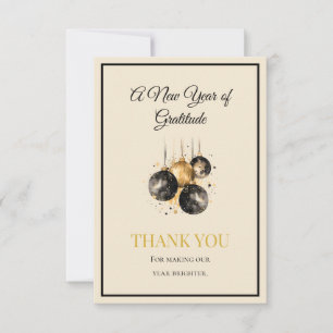 Elegant Black And Gold New Year Thank You Card