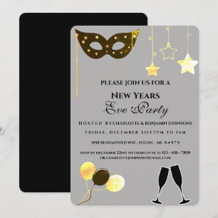 Elegant Black And Gold New Years Eve Party Invitation