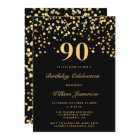 Elegant Black And Gold Ninety 90th Birthday