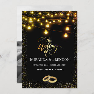 Elegant black and gold ochre, confetti invitation
