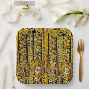 Elegant Black and Gold Paper Plate