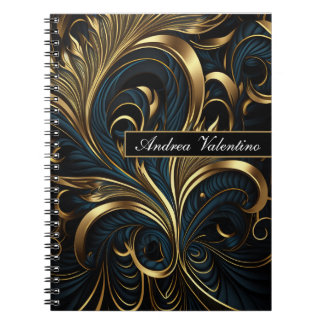 Elegant Black and Gold Pattern Notebook