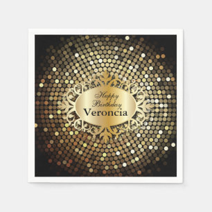 Elegant Black and Gold Personalise Napkin
