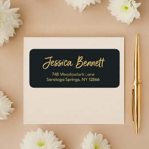 Elegant Black and Gold Personalised Address