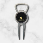 Elegant Black and Gold Personalised Groomsmen Divot Tool<br><div class="desc">Add a personal touch to your wedding with personalised groomsmen gift This gift features black monogram in gold circle element with name and title in gold classic serif font style on black background. Also perfect for best man, father of the bride and more. Please Note : The foil details are...</div>