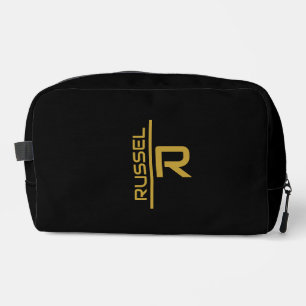 Elegant Black and Gold Personalised Groomsmen  Dopp Kit