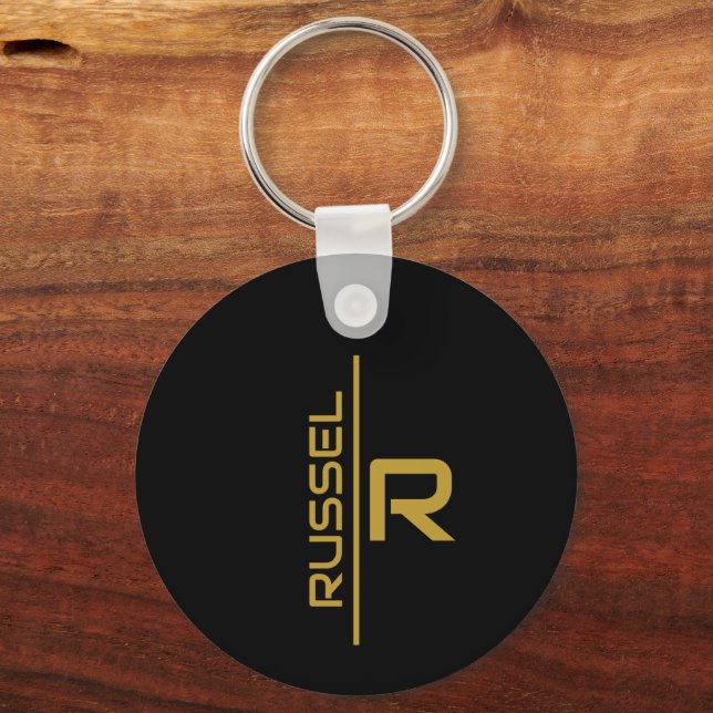 Elegant Black and Gold Personalised Groomsmen  Key Ring (Front)