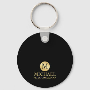 Elegant Black and Gold Personalised Groomsmen Key Ring