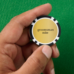 Elegant Black and Gold Personalised Groomsmen Poker Chips