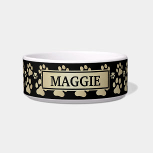 Elegant Black and Gold Pet Bowl
