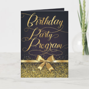 Elegant Black And Gold Photo Birthday Party Programme