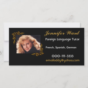 Elegant black and gold Photo Cards