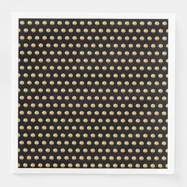 Elegant Black and Gold Polka Dots Pattern Chic Napkin (Front)