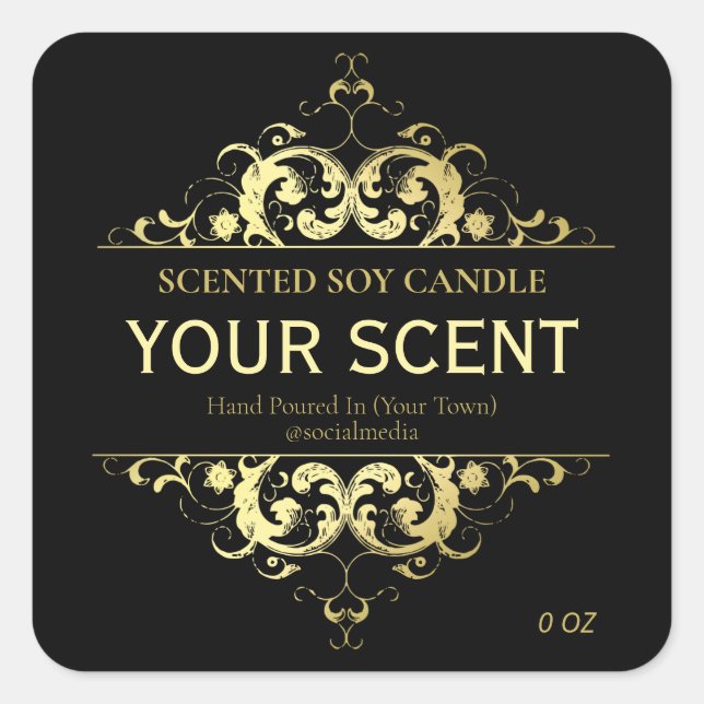 Elegant Black And Gold Product Labels (Front)