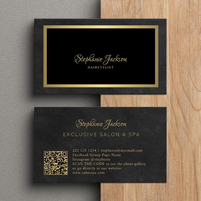 Elegant black and gold QR code luxury Business Card (Creator Uploaded)