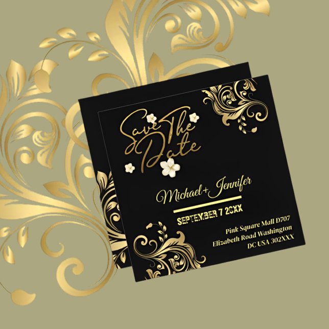 Elegant Black And Gold QR Save The Date Invitation (Creator Uploaded)