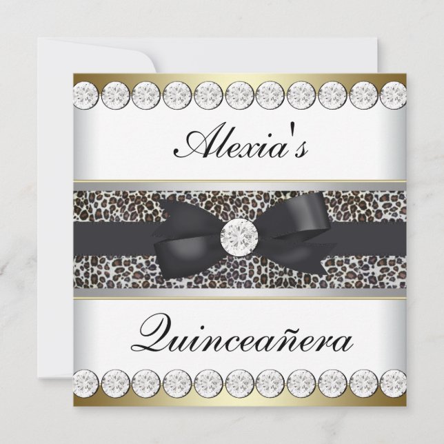 Elegant Black and Gold Quinceanera Invitation (Front)