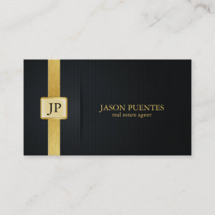 Elegant Black and Gold real estate agent Business Card