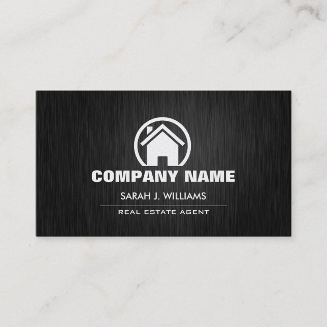 Elegant Black and Gold Real Estate Business Card (Front)