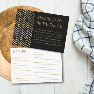 Elegant Black and Gold Recipe for the Bride  Enclosure Card