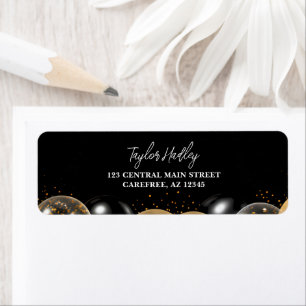 Elegant Black and Gold Return Address Label