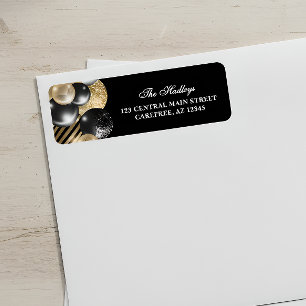 Elegant Black and Gold Return Address Label