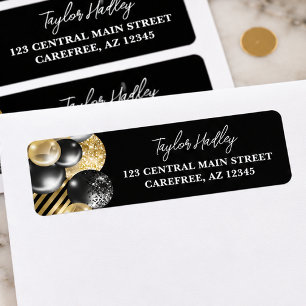 Elegant Black and Gold Return Address Label